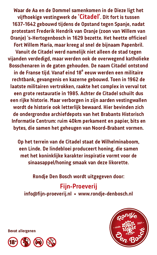 Ontdek de smaak van Den Bosch Fles De Citadel Rondje Den Bosch 