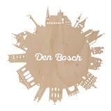 Den Bosch Skyline rond Rondje Den Bosch triplex hout bruin