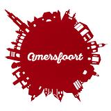 Amersfoort skyline rond in triplex hout of acryl in de kleuren rood, wit, zwart 