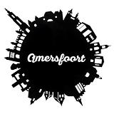 Amersfoort skyline rond in triplex hout of acryl in de kleuren rood, wit, zwart 