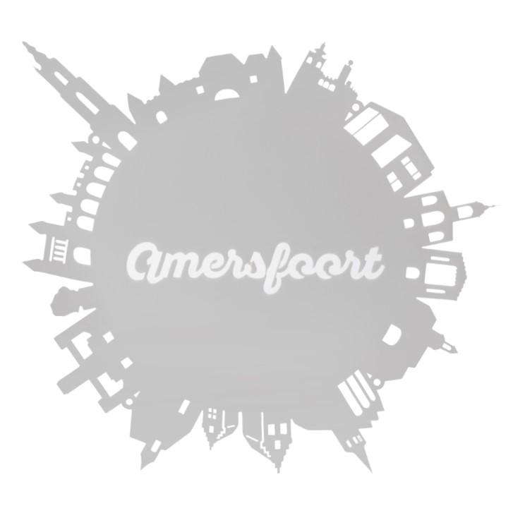 Amersfoort skyline rond in triplex hout of acryl in de kleuren rood, wit, zwart 