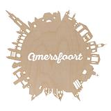 Amersfoort skyline rond in triplex hout of acryl in de kleuren rood, wit, zwart 