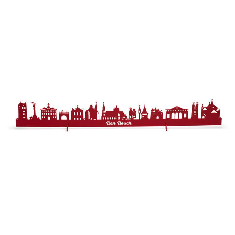 Den Bosch ('s-Hertogenbosch) skyline horizontaal in hout of acryl in de kleuren rood wit of zwart