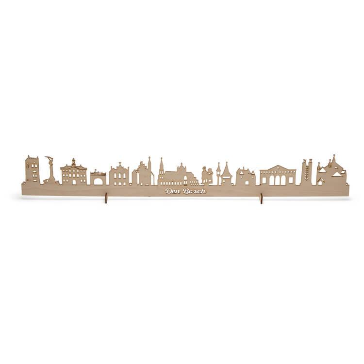 Den Bosch ('s-Hertogenbosch) skyline horizontaal in hout of acryl in de kleuren rood wit of zwart