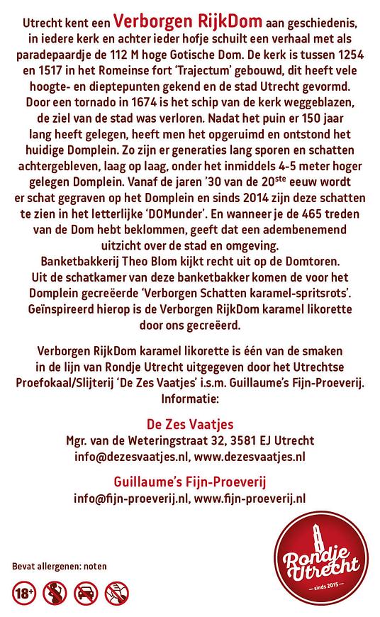 Sint Maarten Koffie likorette Rondje Utrecht, Ontdek de smaak van Utrecht Miniatuur Rondje Utrecht likorette likeur Werkspoor Spoorpunt, Makke Jannen Kastanje, Sint Maarten Koffie, Leugenaarsbank Mokka, Gerrit Rietveld Beukennoot, Cupfighters Kersen, De Inktpot Drop, Oudegracht Chocolade, Piekenkermis Nougat, Verborgen RijkDOM Karamel, Vrolijke noot Hazelnoot, De Zes Vaatjes Crème Brulée Fijn-Proeverij Rondje Nederland