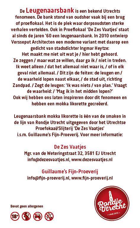 Sint Maarten Koffie likorette Rondje Utrecht, Ontdek de smaak van Utrecht Miniatuur Rondje Utrecht likorette likeur Werkspoor Spoorpunt, Makke Jannen Kastanje, Sint Maarten Koffie, Leugenaarsbank Mokka, Gerrit Rietveld Beukennoot, Cupfighters Kersen, De Inktpot Drop, Oudegracht Chocolade, Piekenkermis Nougat, Verborgen RijkDOM Karamel, Vrolijke noot Hazelnoot, De Zes Vaatjes Crème Brulée Fijn-Proeverij Rondje Nederland