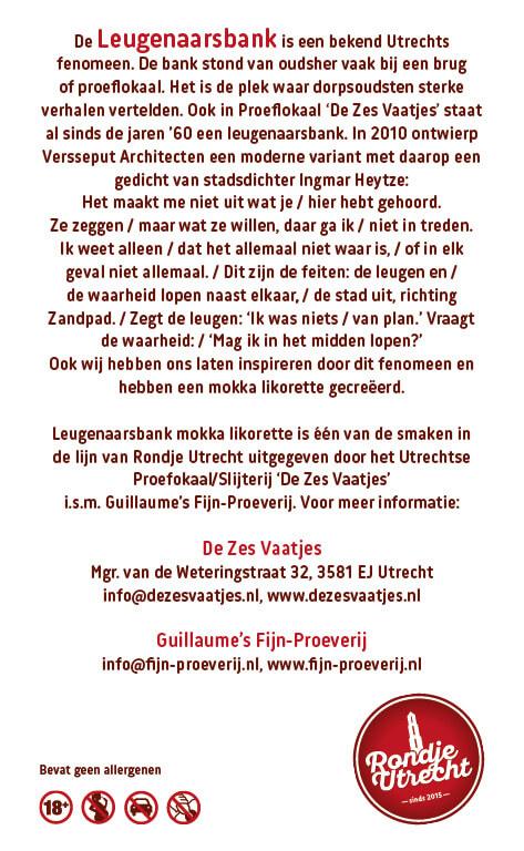 Sint Maarten Koffie likorette Rondje Utrecht, Ontdek de smaak van Utrecht Miniatuur Rondje Utrecht likorette likeur Werkspoor Spoorpunt, Makke Jannen Kastanje, Sint Maarten Koffie, Leugenaarsbank Mokka, Gerrit Rietveld Beukennoot, Cupfighters Kersen, De Inktpot Drop, Oudegracht Chocolade, Piekenkermis Nougat, Verborgen RijkDOM Karamel, Vrolijke noot Hazelnoot, De Zes Vaatjes Crème Brulée Fijn-Proeverij Rondje Nederland
