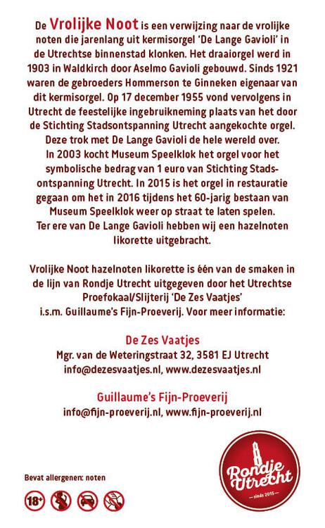 Sint Maarten Koffie likorette Rondje Utrecht, Ontdek de smaak van Utrecht Miniatuur Rondje Utrecht likorette likeur Werkspoor Spoorpunt, Makke Jannen Kastanje, Sint Maarten Koffie, Leugenaarsbank Mokka, Gerrit Rietveld Beukennoot, Cupfighters Kersen, De Inktpot Drop, Oudegracht Chocolade, Piekenkermis Nougat, Verborgen RijkDOM Karamel, Vrolijke noot Hazelnoot, De Zes Vaatjes Crème Brulée Fijn-Proeverij Rondje Nederland