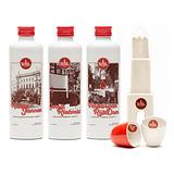 3 Flessen likorette cadeaupakket + 2 keramieken likeur glaasjes + keramieken Domtoren