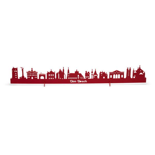 Den Bosch ('s-Hertogenbosch) skyline horizontaal in hout of acryl in de kleuren rood wit of zwart